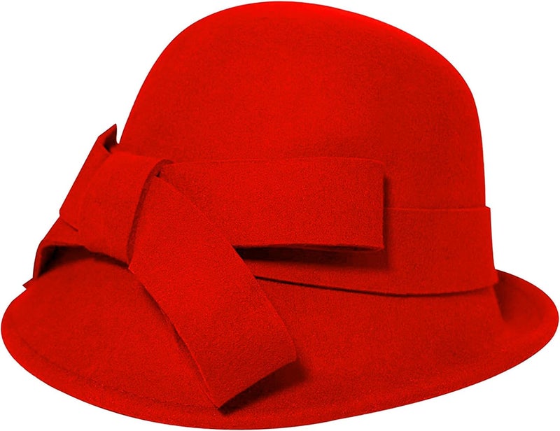 ORIDOOR Women Vintage Wool Felt Flowers Bucket Cloche Bowler Hat Church Wedding Dress Fascinator Hat Winter Felt Fedoras - Image 3
